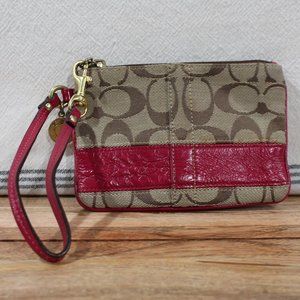 Coach Signature Wristlet Fuschia Brown
